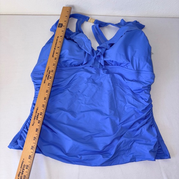 Lauren Ralph Lauren Sky Blue Ruffle Halter Tankini Top Plus Size 20W new - Picture 10 of 10